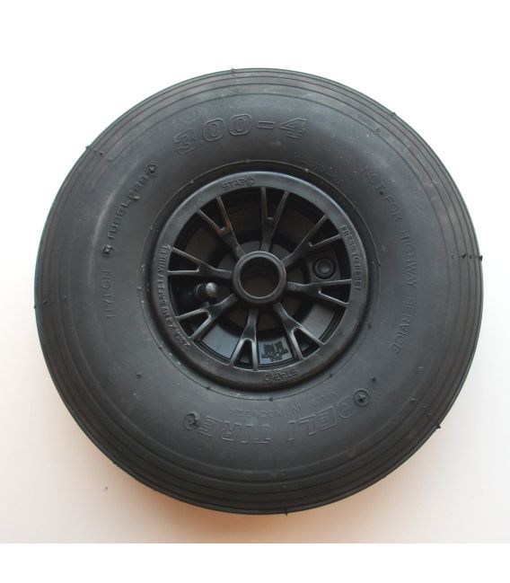 Wiel 300x4 asgat Ø 20mm+ binnenband